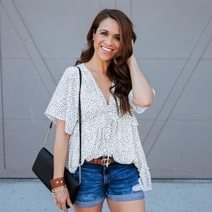 Polka Dot Baby Doll Blouse